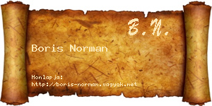 Boris Norman névjegykártya